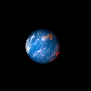 The artist's impression of V1128 Tau (AB)b artist's rendition
